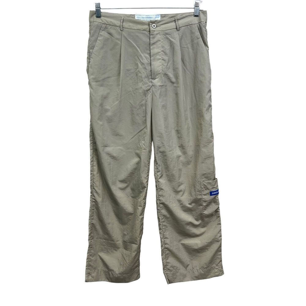 Jungles Mens Pants Straight Leg Pleated Slash Pockets Zip Fly Taupe Size M*
